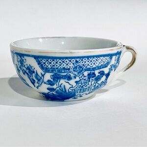 Blue and White Chinoiserie Porcelain Miniature Teacup